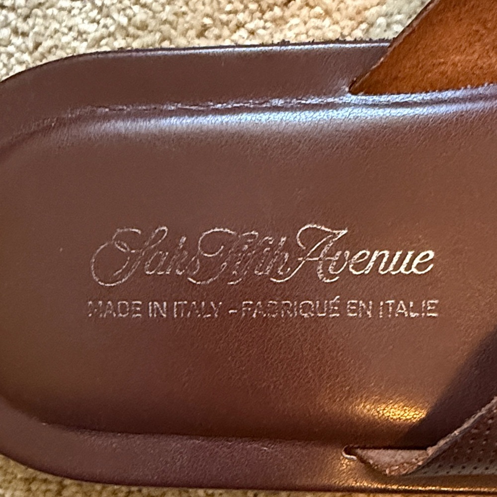 Saks Fifth Avenue Dark Brown Slide Sandals - Picture 4 of 4